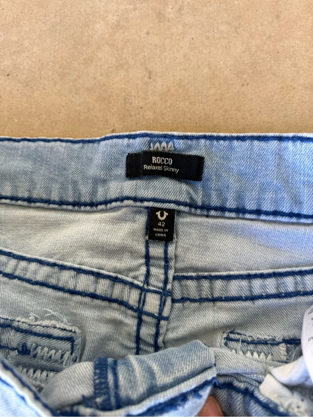 True Religion Rocco Relaxed Skinny Jeans Size 42 Light Wash
